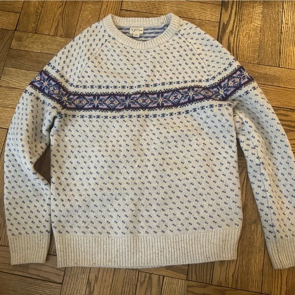 J Crew Lambswool Fair Isle sweater with bird's eye size medium